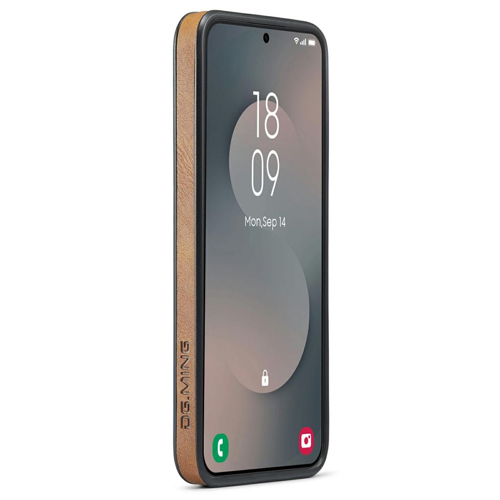 DG.MING For Samsung Galaxy S25 FE Case Anti-Drop Leather Coated PC+TPU Phone Back Cover