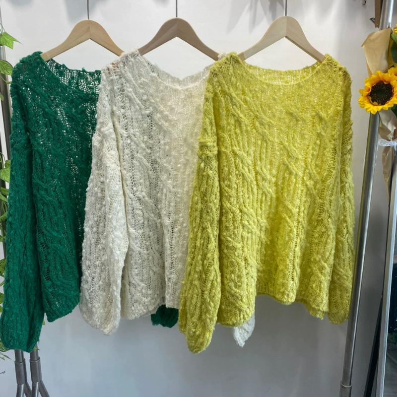 DIMANAF 2025 Sweaters Cardigan Autumn Wear Out Pullover Women Print O-Neck Sweaters Knitting Loose Pink Sweater