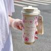 BaWangChaJi 316 Stainless Steel Aesthetic Insulated Coffee Cup with Double Straw Design