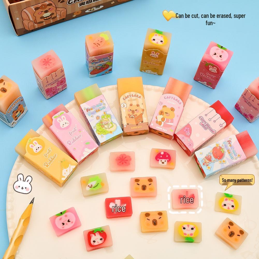 Cartoon-Sandwich-Radiergummi mit geringer Staubentwicklung - Geschenk für Schüler, Schreibwaren