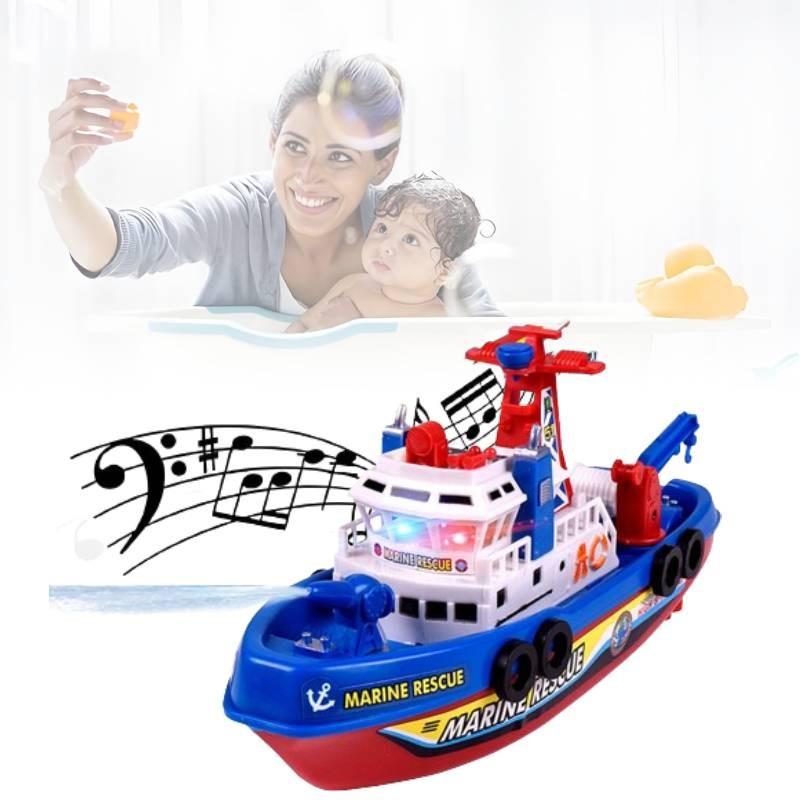 Colorful Electric Fireboat Toy For Kids With Water Spraying Music And Lights Features