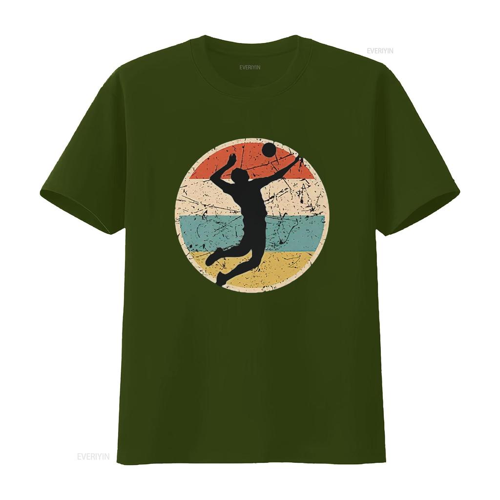 Mens Volleyball Player Team Fun Retro Vintage Colors Cool T Shirt Black M Vintage Washed Slightly Fashion Unisex Graphic Homme