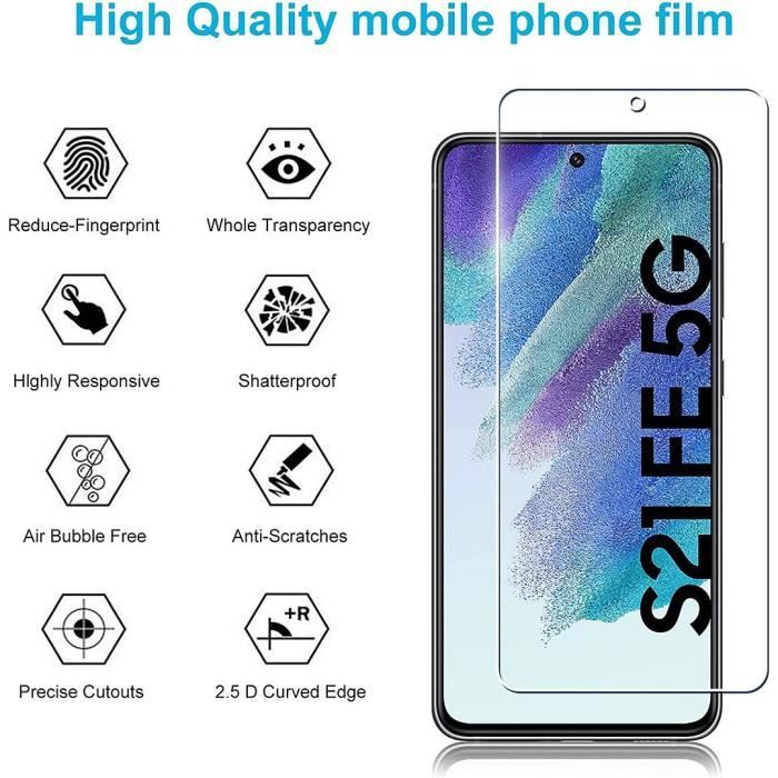 Pack 4 Verre Trémpé Pour Samsung S21 FE (6.4") Anti-Huile Anti Rayures Vitre Protecteur Anti-Choc Protection écran