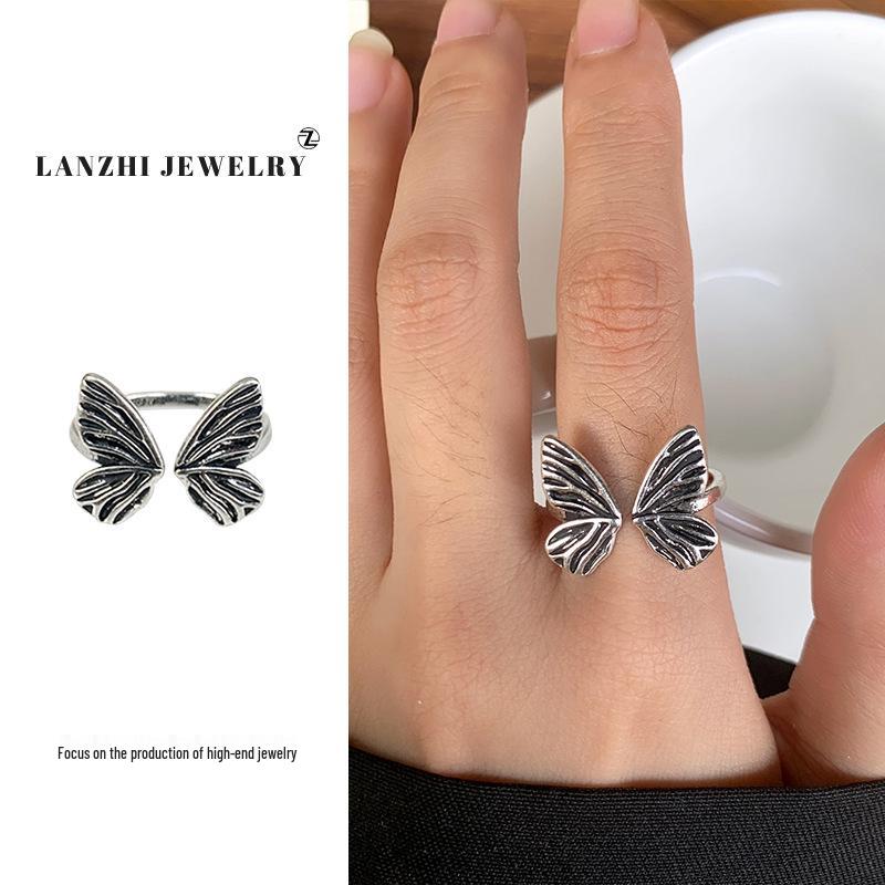 Bague chat Lanzhi en argent sterling 925 – Bijou de luxe léger pour index ouvert