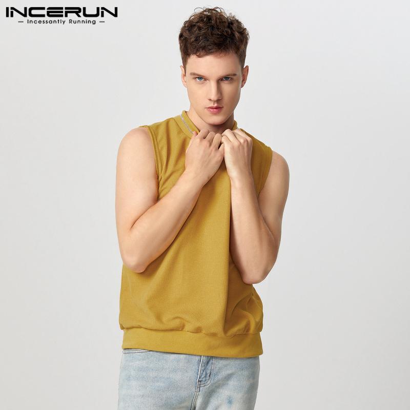 

INCERUN Летние мужские безрукавные повседневные вязаные майки свободного кроя жёлтый