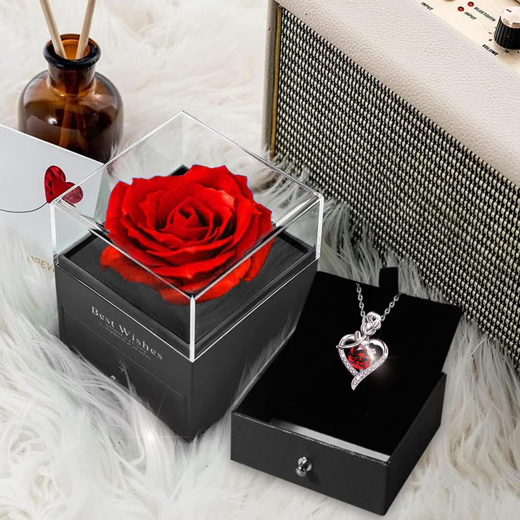 [Laluna] Soap Flower Necklace Set, 925 Sterling Silver, Heart Shape, Mother's Day, Birthday Gift for Women