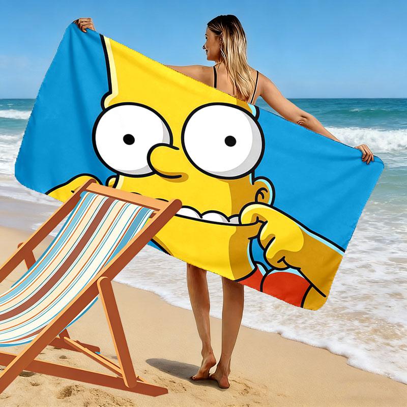 Bart Print Beach Towel, Large Soft Quick Dry Towel for Beach Camping Swimming