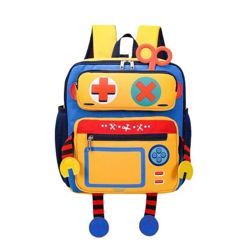 Adorable Cartoon Robot Backpack For Kids Durable Nylon School Bag Cute Design
