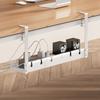 Under Desk Cable Organizer Large Capacity Cable Storage Rack Clip-On Installation Retractable Carbon Steel Cable Management Tray