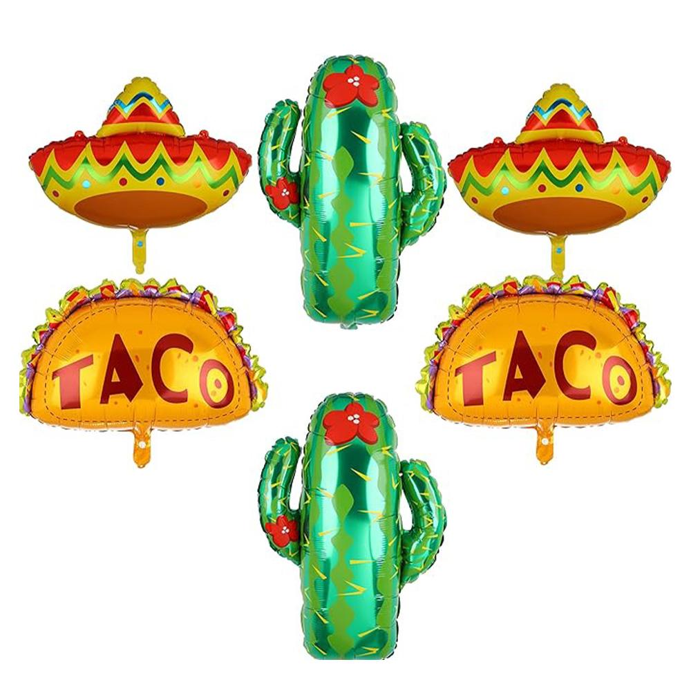 Mexican Sombrero, Mexican Burrito, Cactus Flower, Aluminum Foil Balloons, Mexican Party Balloons, Birthday, Cinco De Mayo, Mexican Carnival Theme Other