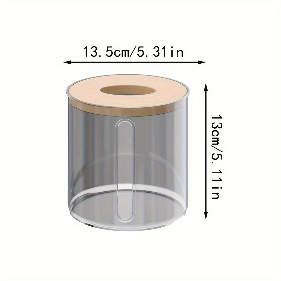 Bamboo Toilet Paper Holder Circular Covered For Home Bathroom And Living Room,Transparent Tissue Box Dining Room,Creative  Desktop Storage Box