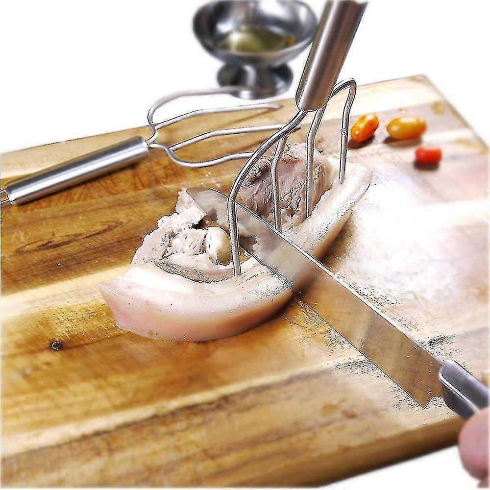 2pcs Stainless Steel Meat Lifting Forks, Silver