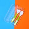 Baby Spoon and Fork Set Travel Case Bendable & Non-Slip Handle Baby Training Spoon with Storage Box Portable Baby Tableware for Babies Infants Toddler