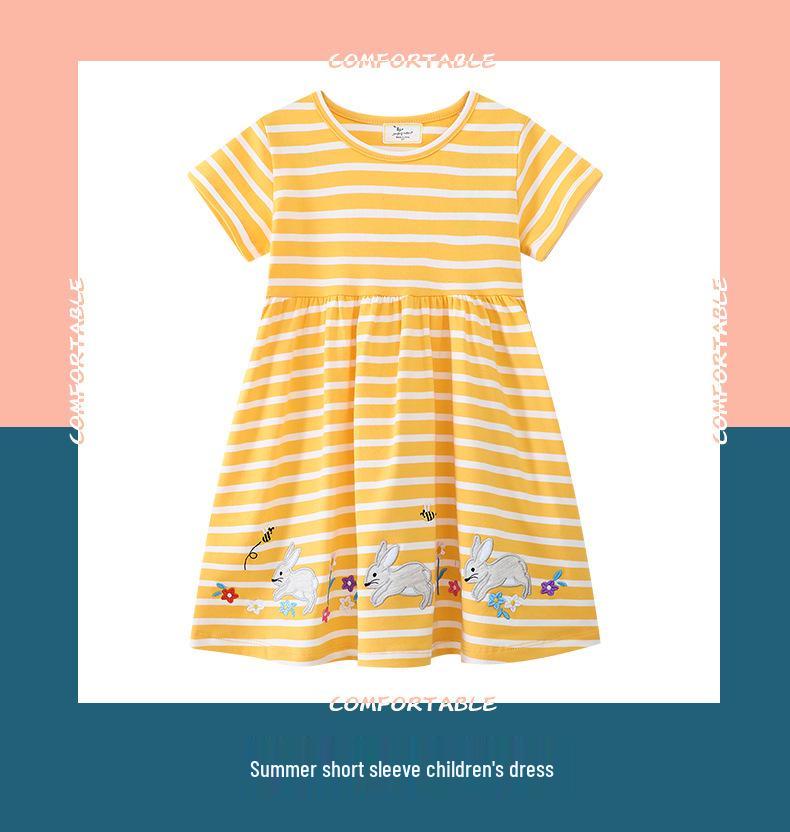 2025 Summer Knit Embroidered Girls' Dress - European & American Style