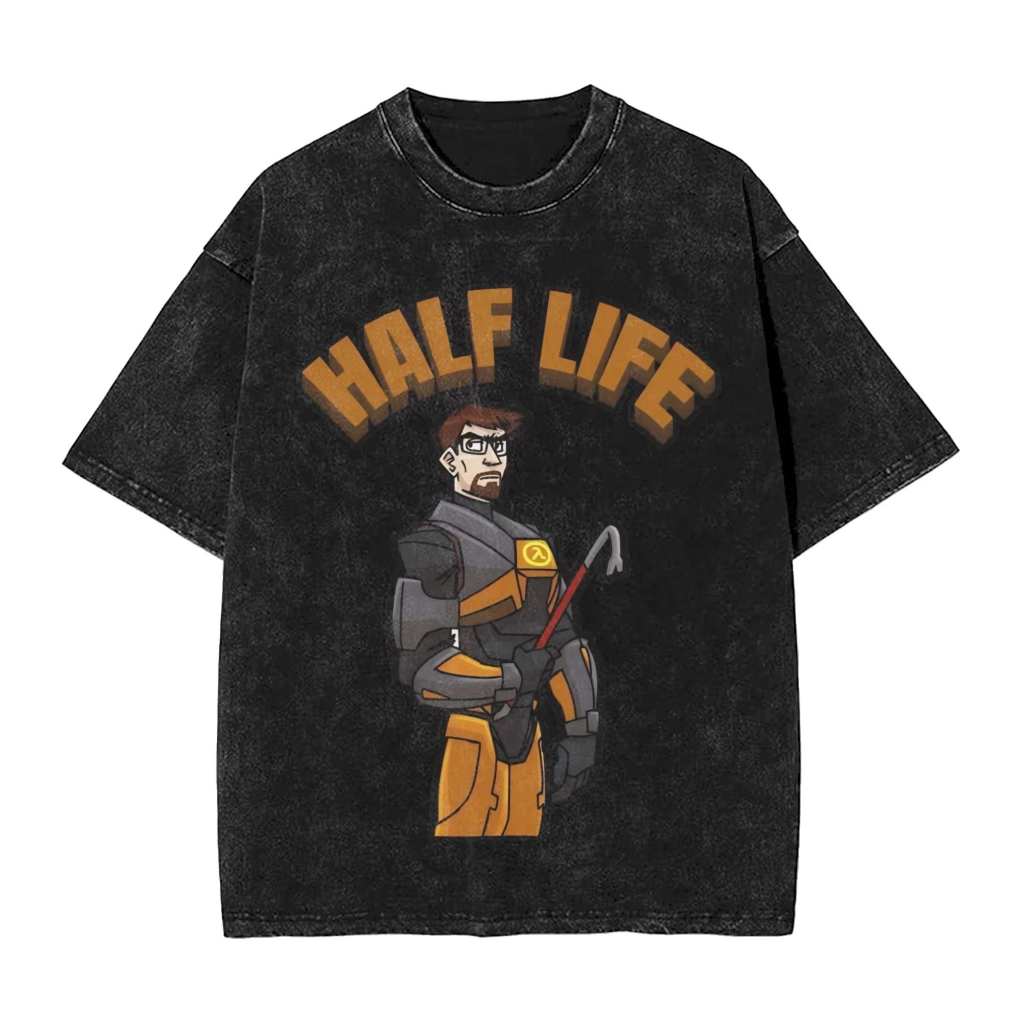 

Half-Life Гордон Фрімен Фрімени Графічна Футболка Вінтажна Прана Чорна Оверсайз Науково-фантастична Гра Унісекс Повсякденна Футболка XL