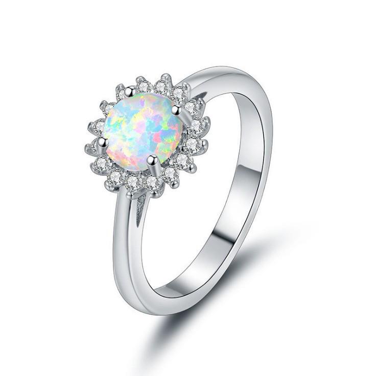 Stylish European  American Opal Sun Ring US Size 10