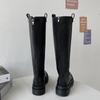 Dámské vysoké boty nové podzimní a zimní retro boty v britském stylu, vysoké boty ale jezdecké boty ke kolenům