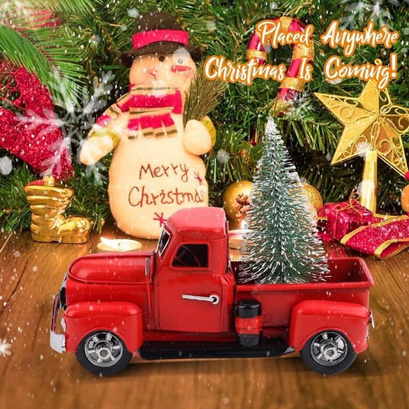Roter Metall-LKW Weihnachtsfeier Dekoration Tischdeko für Zuhause Kinder Geschenke