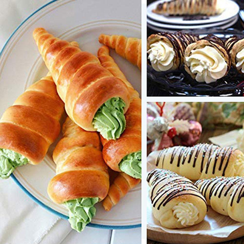 12PCS Stainless Steel Baking Cone DIY Baking Tool Spiral Croissants Mold