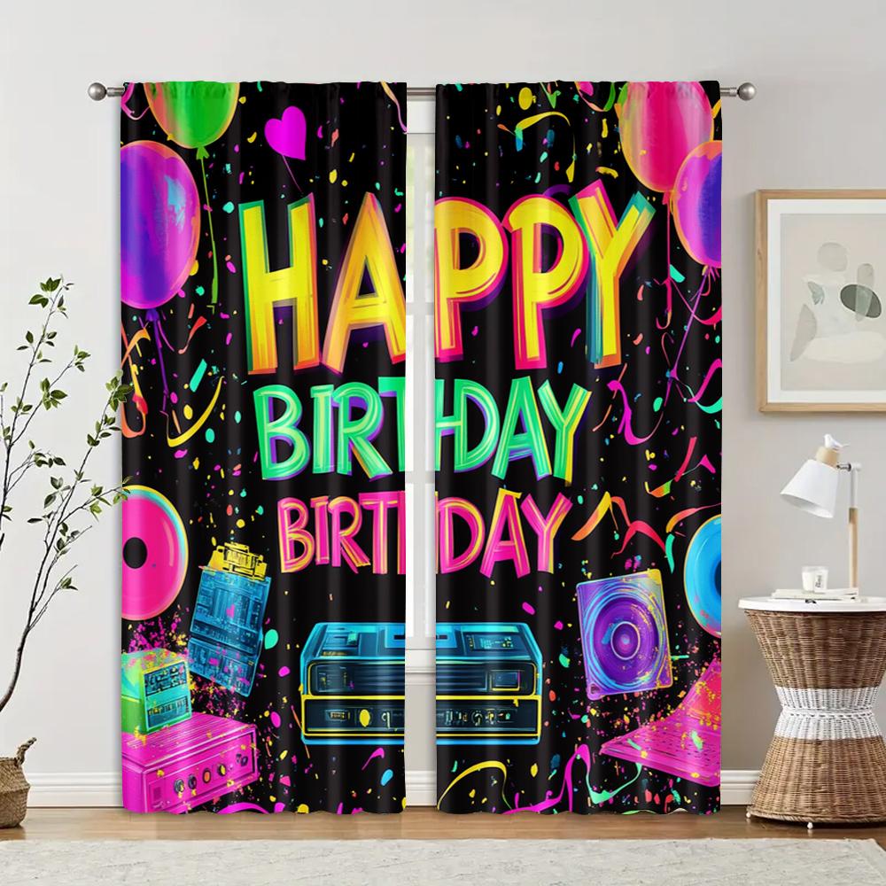 

2 pcs, filtering curtains (excluding rods, non-movable, without batteries) 80s themed birthday party for use in bedrooms and 29x65in(75x166cm)