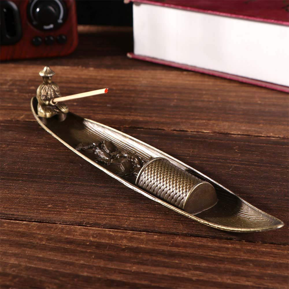 Metal Incense Burner Old Men Fishing Incense Censer Decorative Aromatherapy Ornament Tea Room