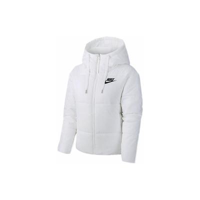 Letter Logo Printed Hooded Drawstring Cotton Jacket Women Jacket White CD9044-100