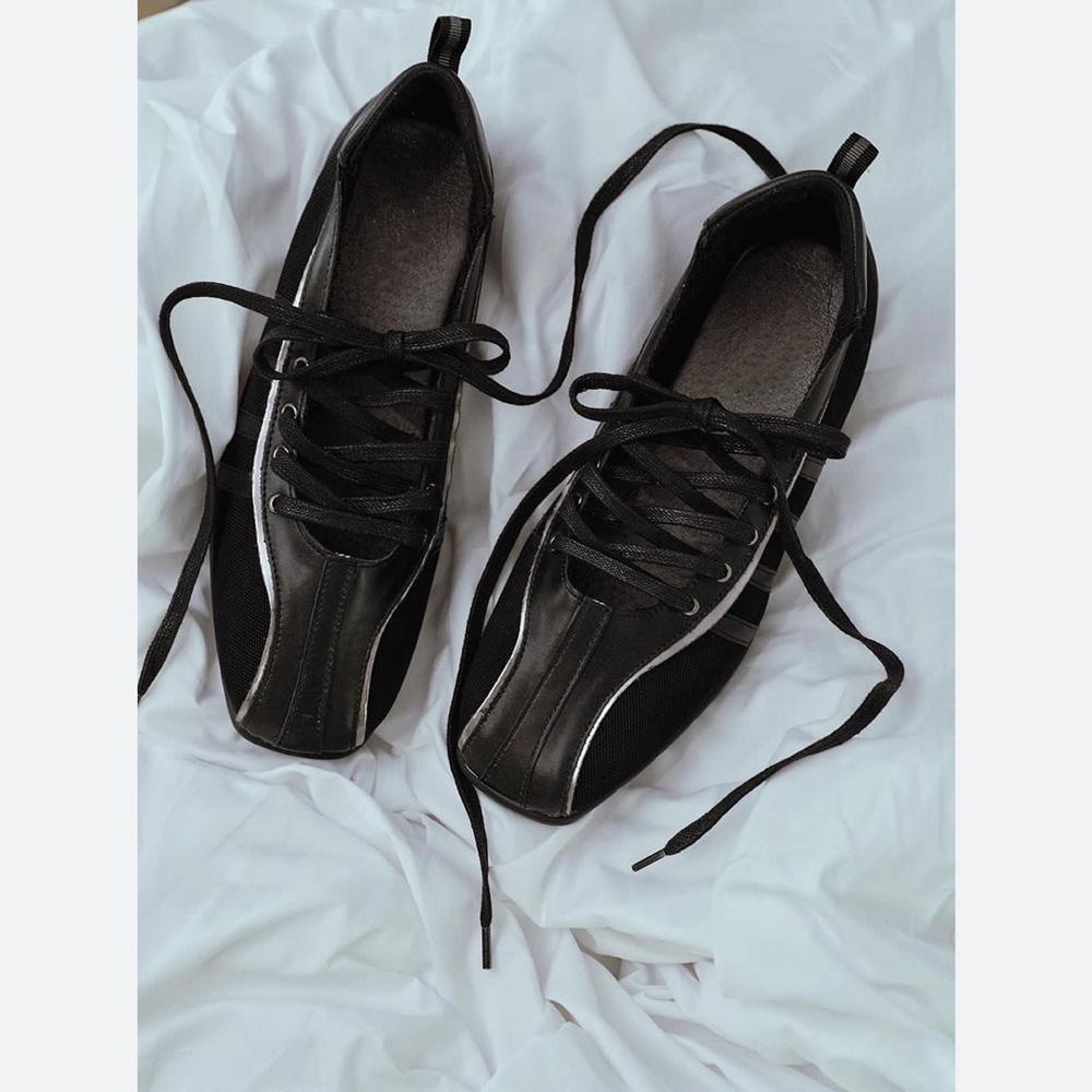 

Корейская версия нишевых балеток на шнуровке в функциональном спортивном стиле, женские летние универсальные немецкие тренировочные туфли на мягкой подошве Мэри Джейн 35 чёрный