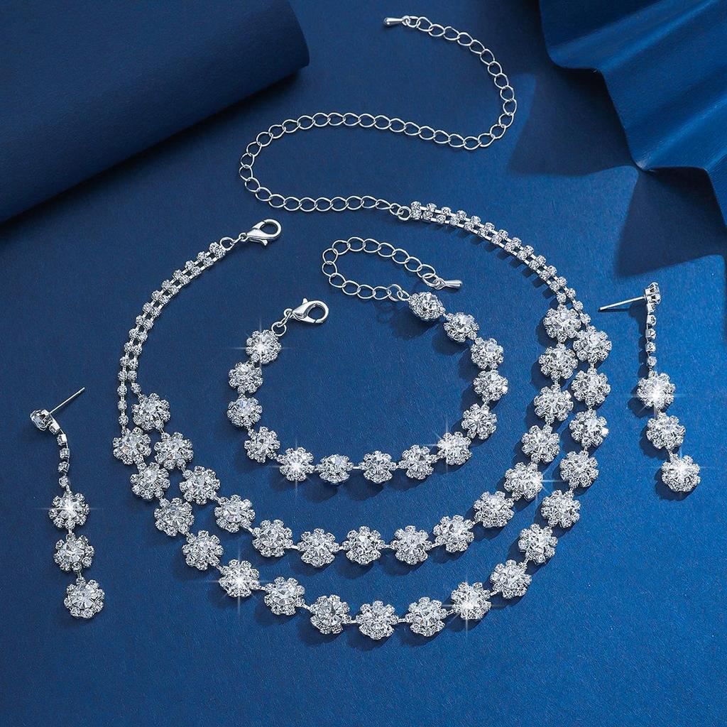 Strass Brautschmuck Set: Halskette, Ohrringe, Armband