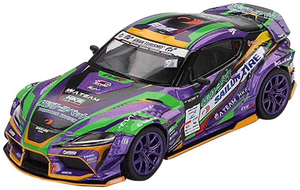 MINI GT Maßstab Toyota GR Supra KUHL 2021 D1GP EVANGELION RACING Fertigprodukt 1/64 MGT00951-BL