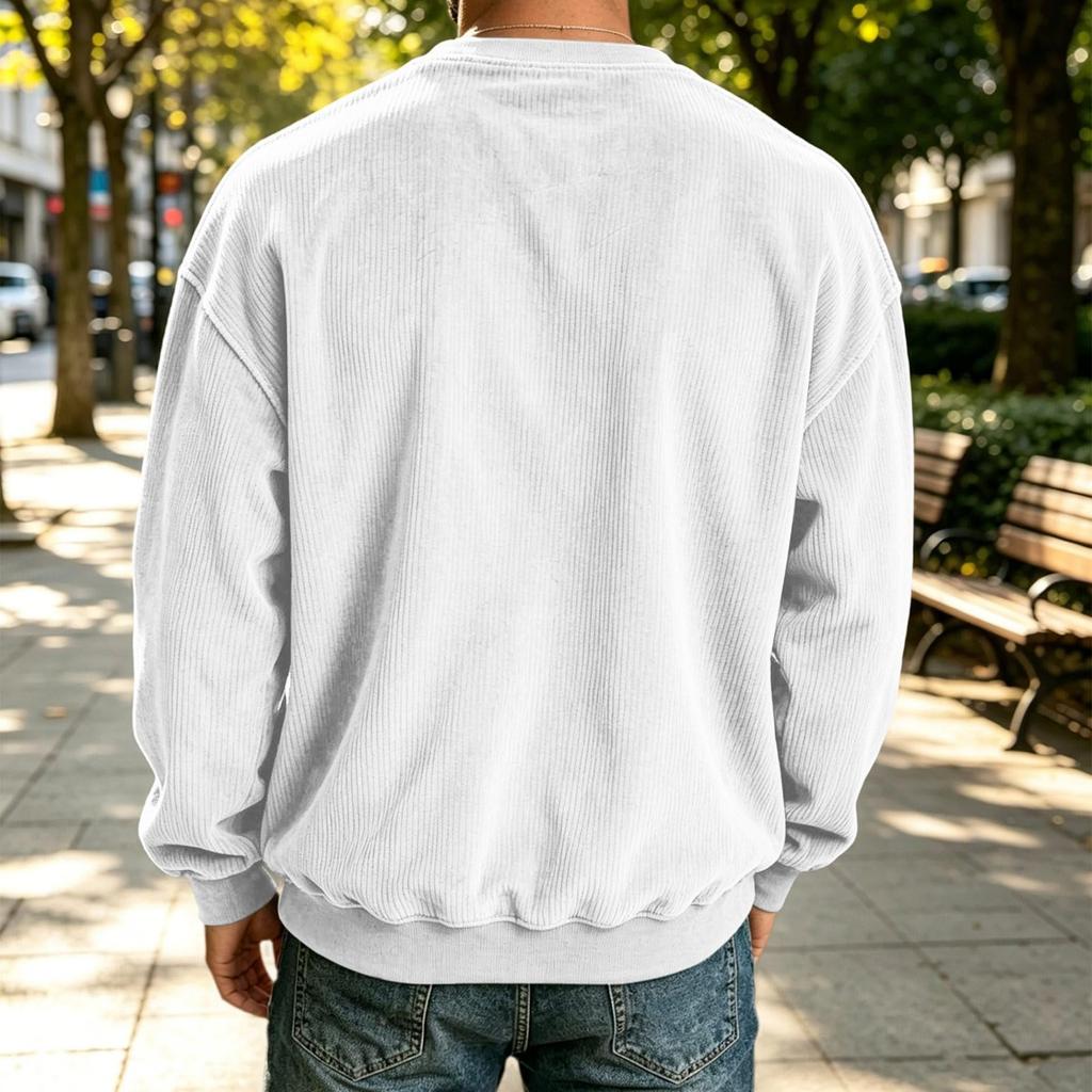 Men's Corduroy Crewneck Sweatshirt With Chest Pocket
