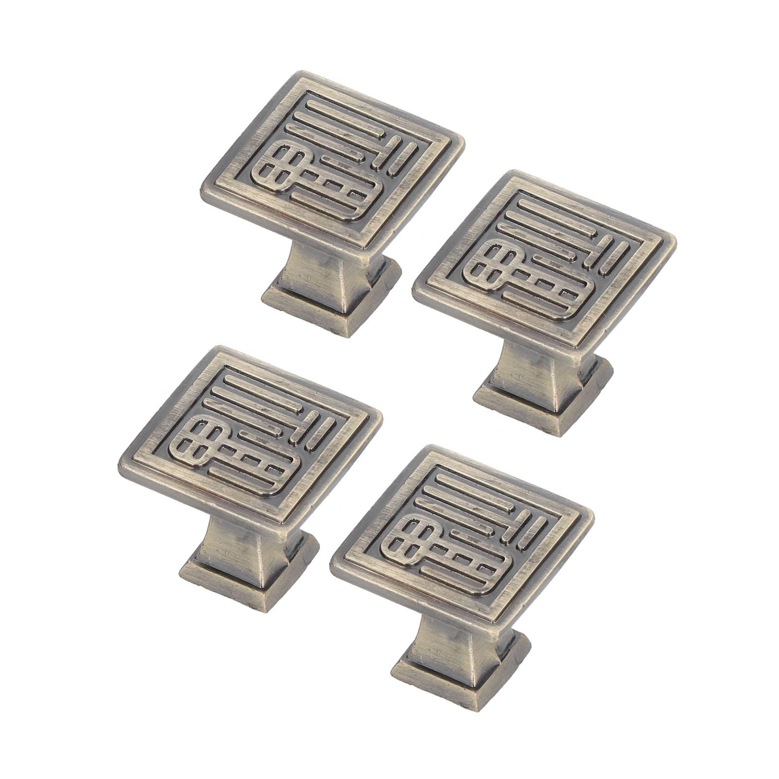 

4PCS Vintage Knobs Punch Free Adhesive Retro Copper Cabinet Door Handle with Sticky Plate Screw for Cupboard