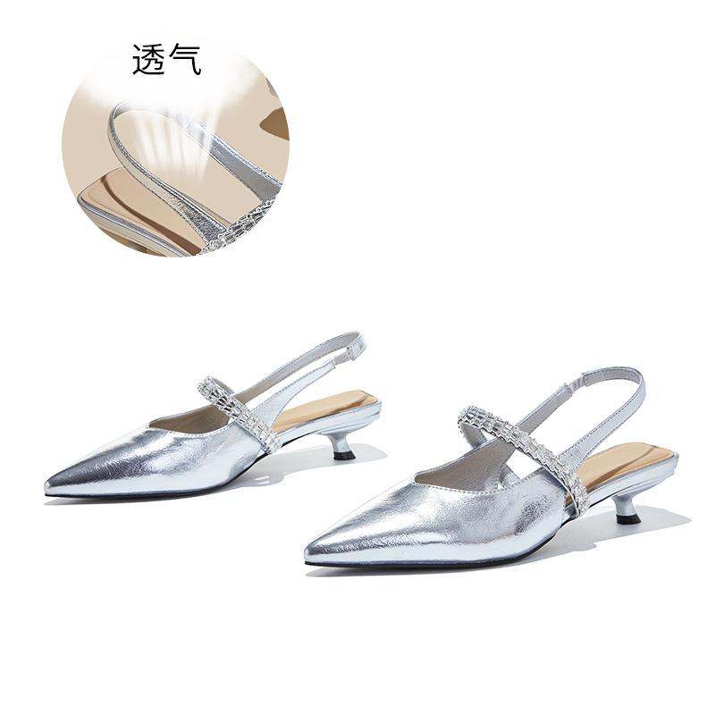 

First layer sheepskin insole bag head sandals spring and summer new outer wear French Mary Jane shoes single shoes casual women s shoes 40 срібний