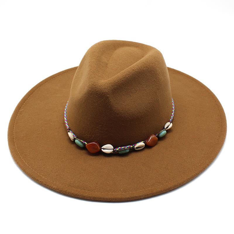 British Style Hat 9.5Cm Large Edge Woolen Top Hat Men'S And Women'S Warm Fringed Jazz Hat