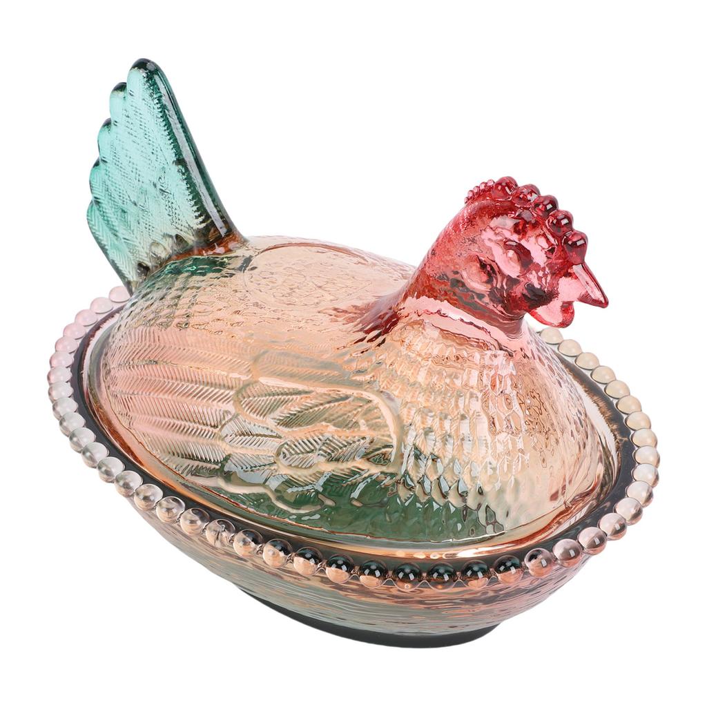 Bowl with Lid Vintage Fun Chicken Shaped Glass Jar for Snacks Fruits Desserts