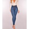 High Waist Stretch Slim Fit Denim Jeans Women Deep Light Blue Cotton Blend 2025