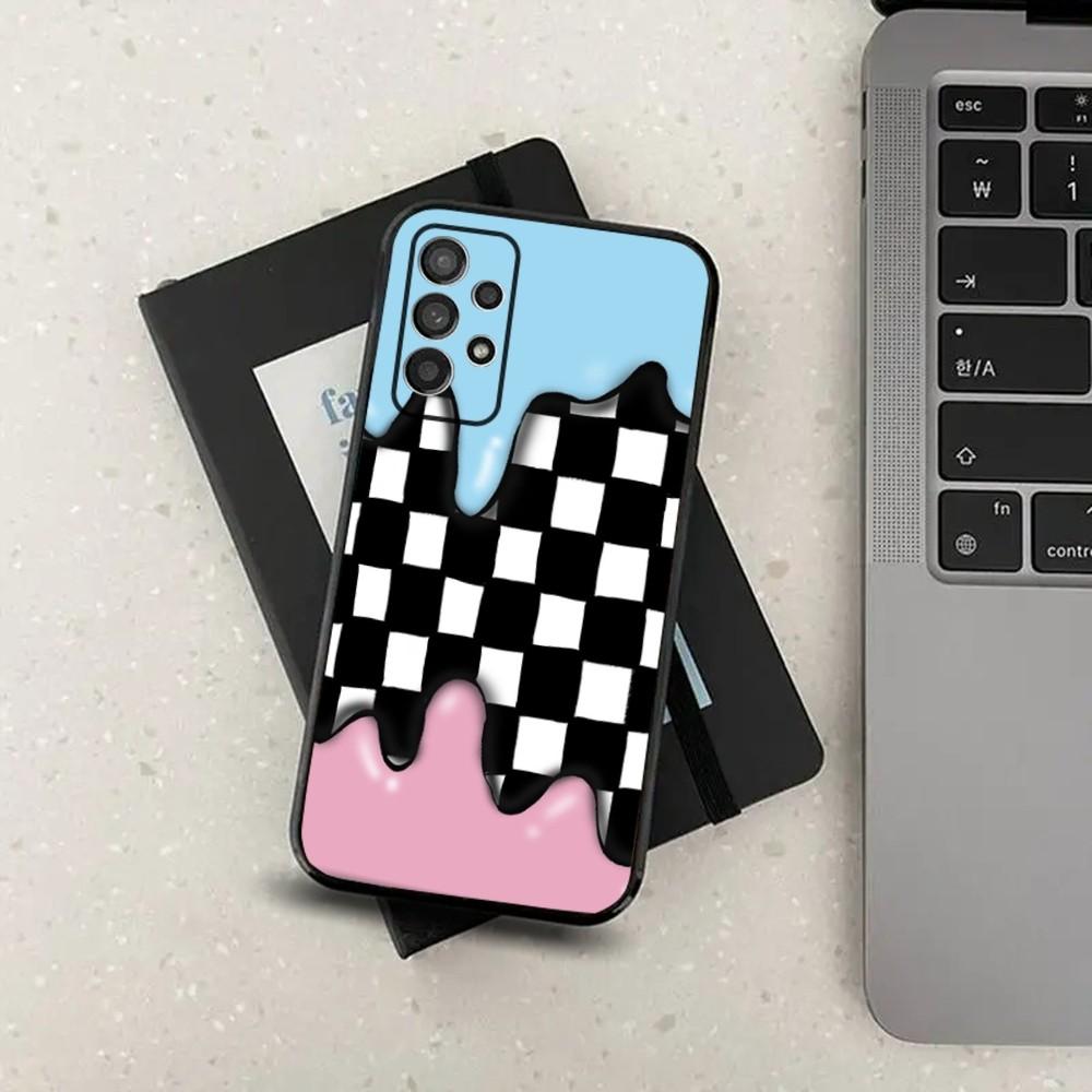 Checkered Chess Board Phone Case For Samsung S24,S21,S22,S23,S30,Ultra,S20,Plus,Fe,Lite,Note,10,9,5G Black Soft Cover