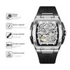 OUPINKE Watch Hollow Barrel Mechanical Watch Fashion Silicone Waterproof Men's Watch Men's Watch