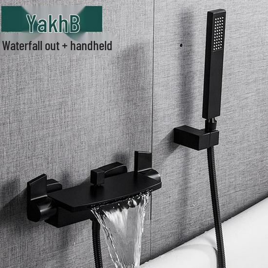 Waterfall Wall-Mounted Bathtub Faucet with Concealed Hot/Cold Shower Head Set