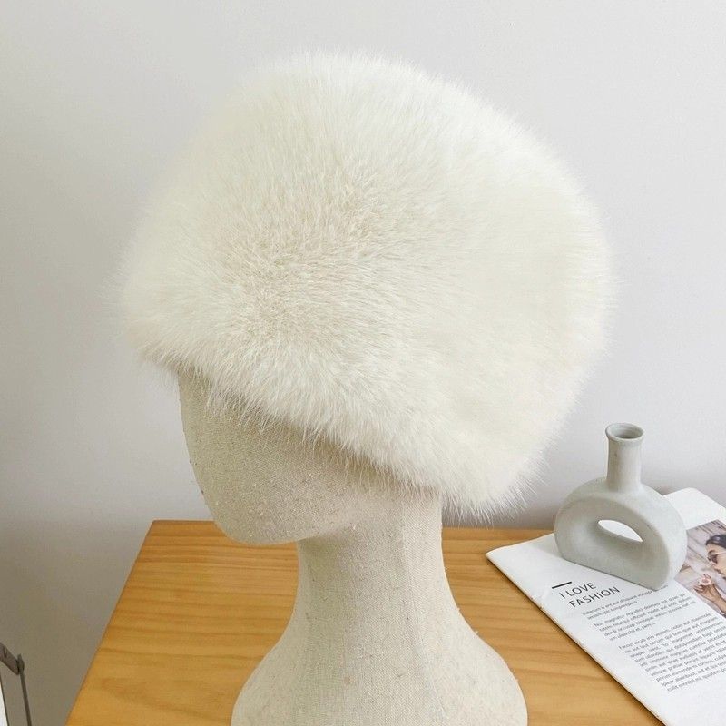 

Экологичная шапка из искусственного меха, лисий мех, шляпа с плоским верхом, утолщенный пух, теплая защита ушей, куполообразная снежная монгольская шапка, зима One Size