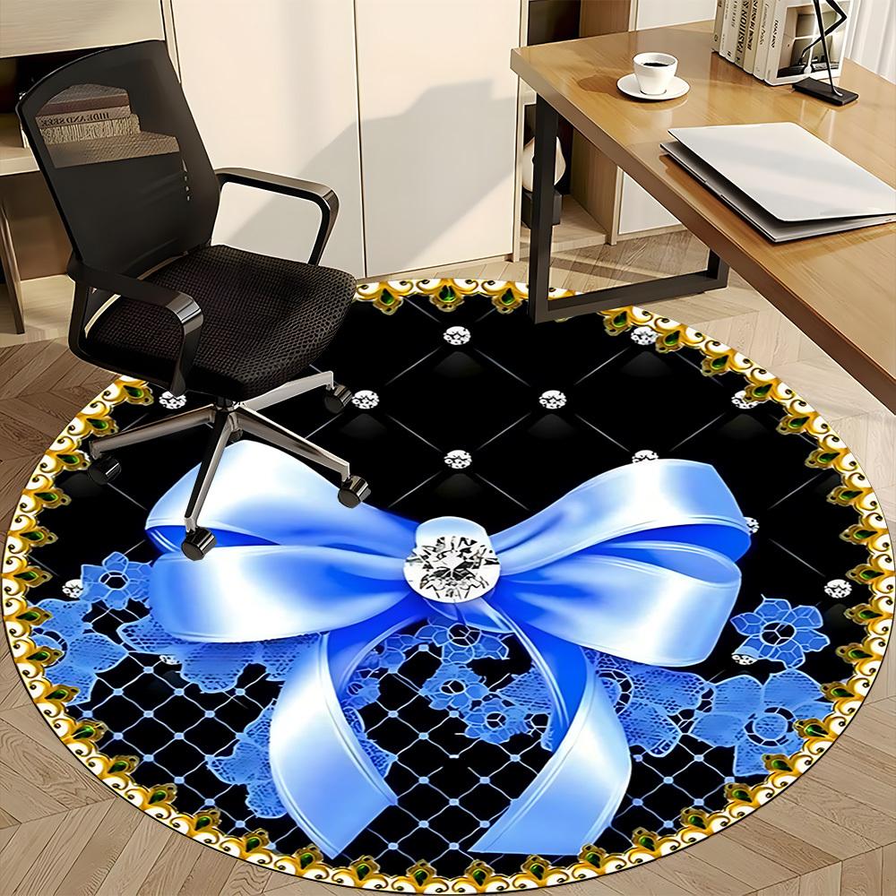 1pc Elegant BowChair Carpet for Office, Indoor Non-Slip Washable Polyester Fiber Carpet, Mat For Office, Machine Washable