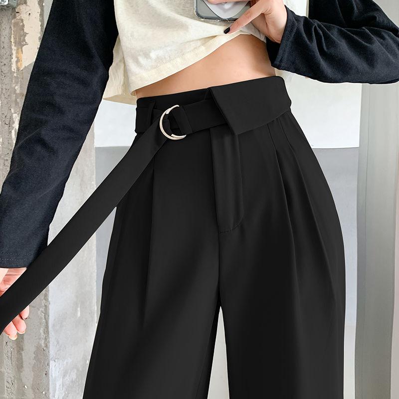 Ice Silk Wide-leg Pants for Women In Summer Thin High Waist Drape Straight-leg Casual Pants Spring and Autumn Floor-moving Suit Pants Design
