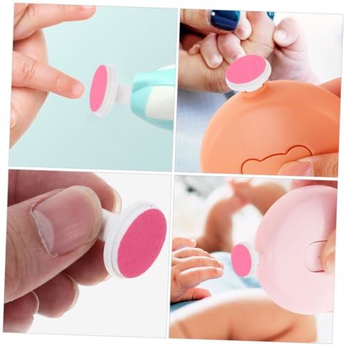 ARTSEWPLY 24-Piece Set of Replacement Grinding Heads for Electric Baby Nail Grinder, Red Plastic & Sandpaper, Kids Nail File Trimmer Replacement Parts