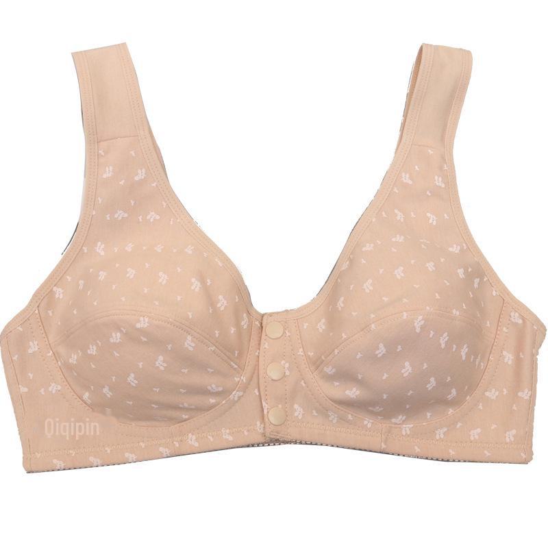 Large Size Front Opening Middle-Aged and Elderly Mother Bras with Front Buckle; No Steel Rings or Sponges.