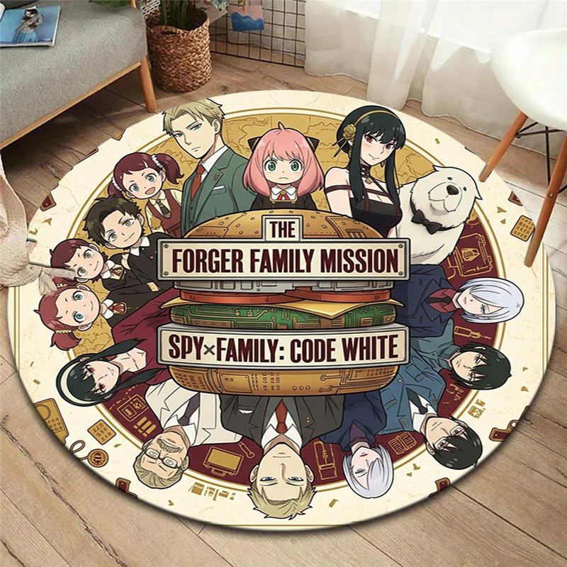 Spy Family Round Area Rug Carpet Rug For Living Room Bedroom Sofa Playroom Decor Nonslip Floor Mat