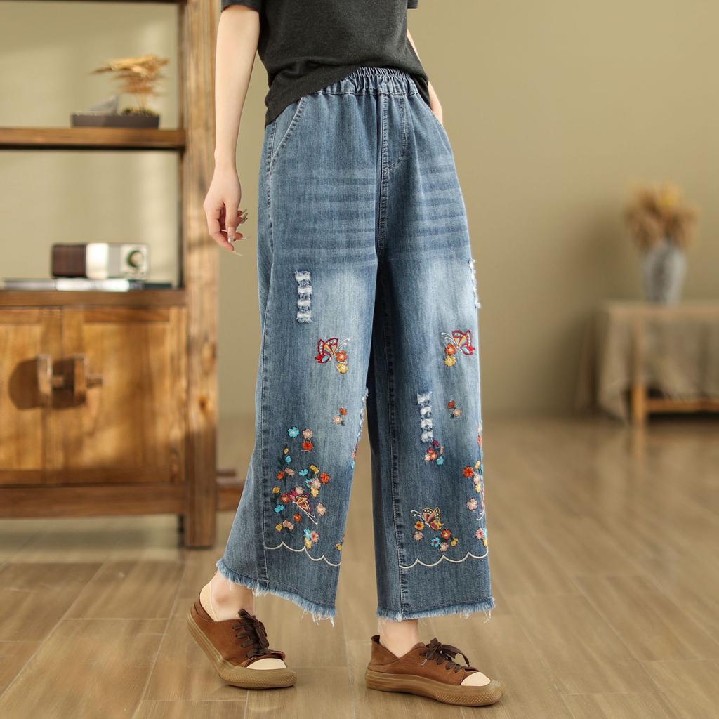 Spring and Summer Women's Jeans Women's High Waisted Jeans Loose Oversized Casual Pants