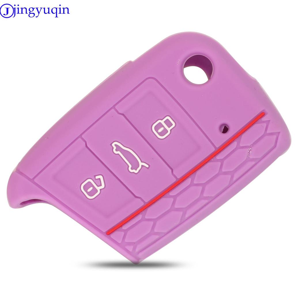 Jingyuqin 3 Button Silicone Key Fob Cover Case For VW Polo 2016 Golf 7 MK7 For Skoda Octavia Combi A7 For SEAT Leon Ibiza CUPTRA