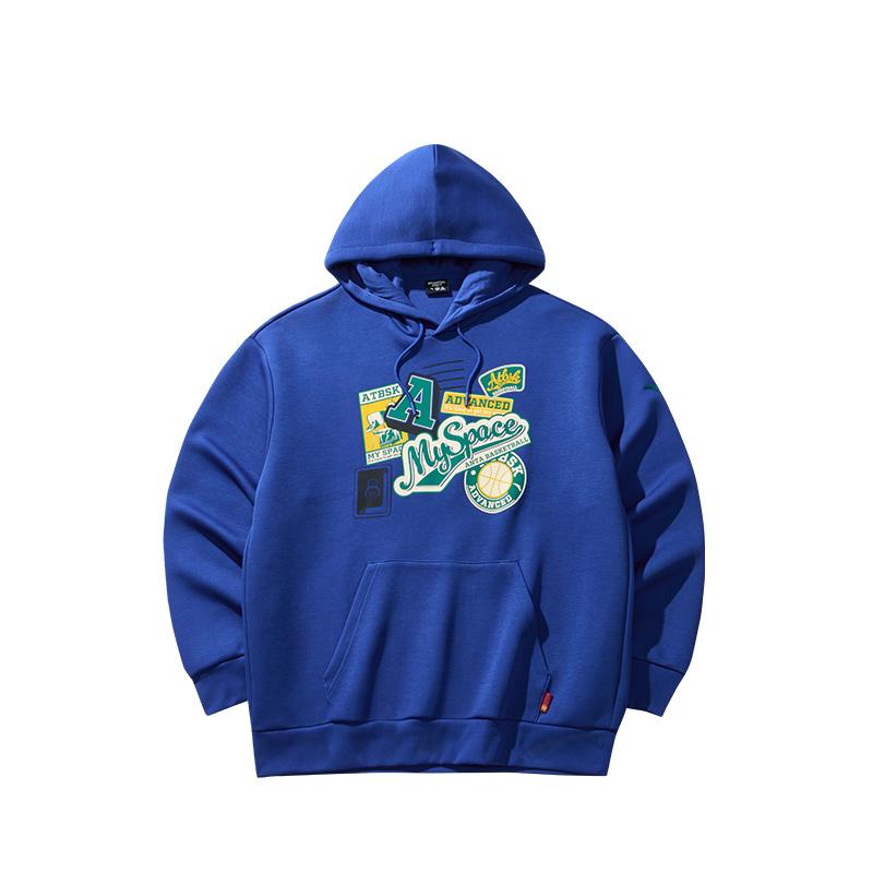 Anta Basketball Series Lettered Hooded Comfortable Breathable Versatile Casual Sweatshirt Unisex Sweatshirt Spectrum-Blue 952511706-3