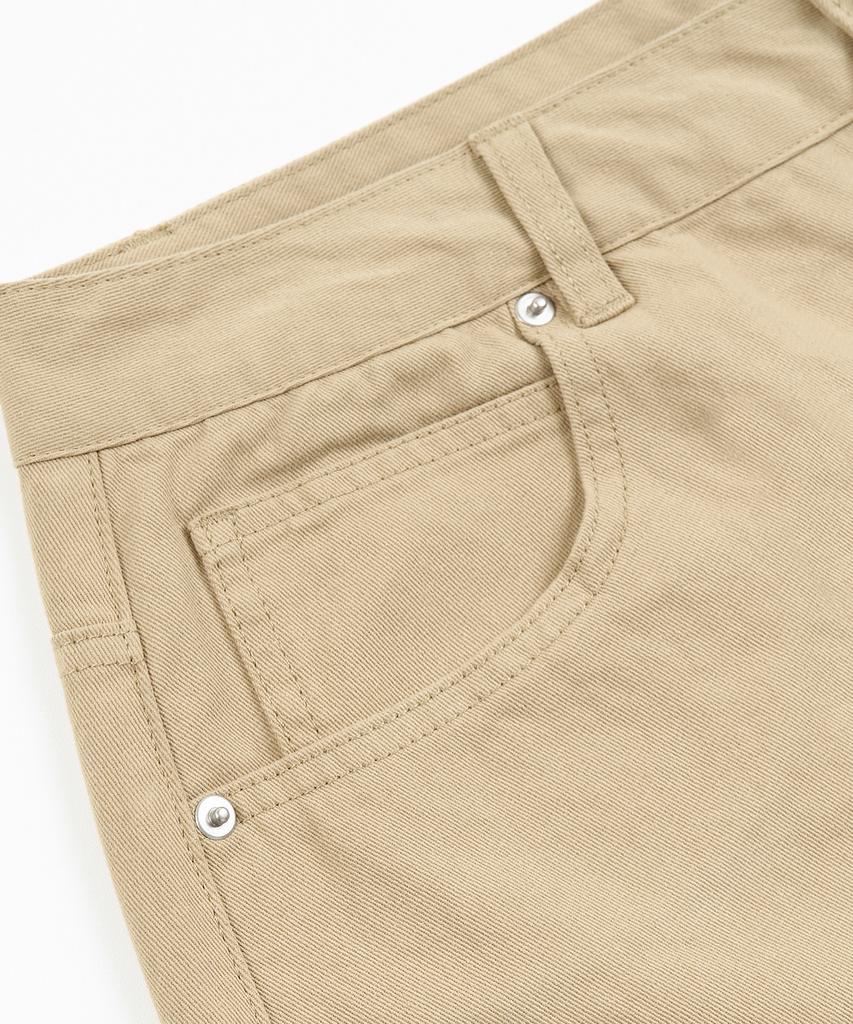 TOFFEE [Summer Special Fabric] Curved Wide Cotton Pants (Beige)