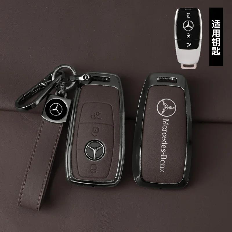 WTNWY1 Hot 2026 For Benz Zinc Alloy Leather Car Key Case Cover Shell For Mercedes Benz AMG A C E S G Class GLC CLE CLA GLB GLS W177 W20