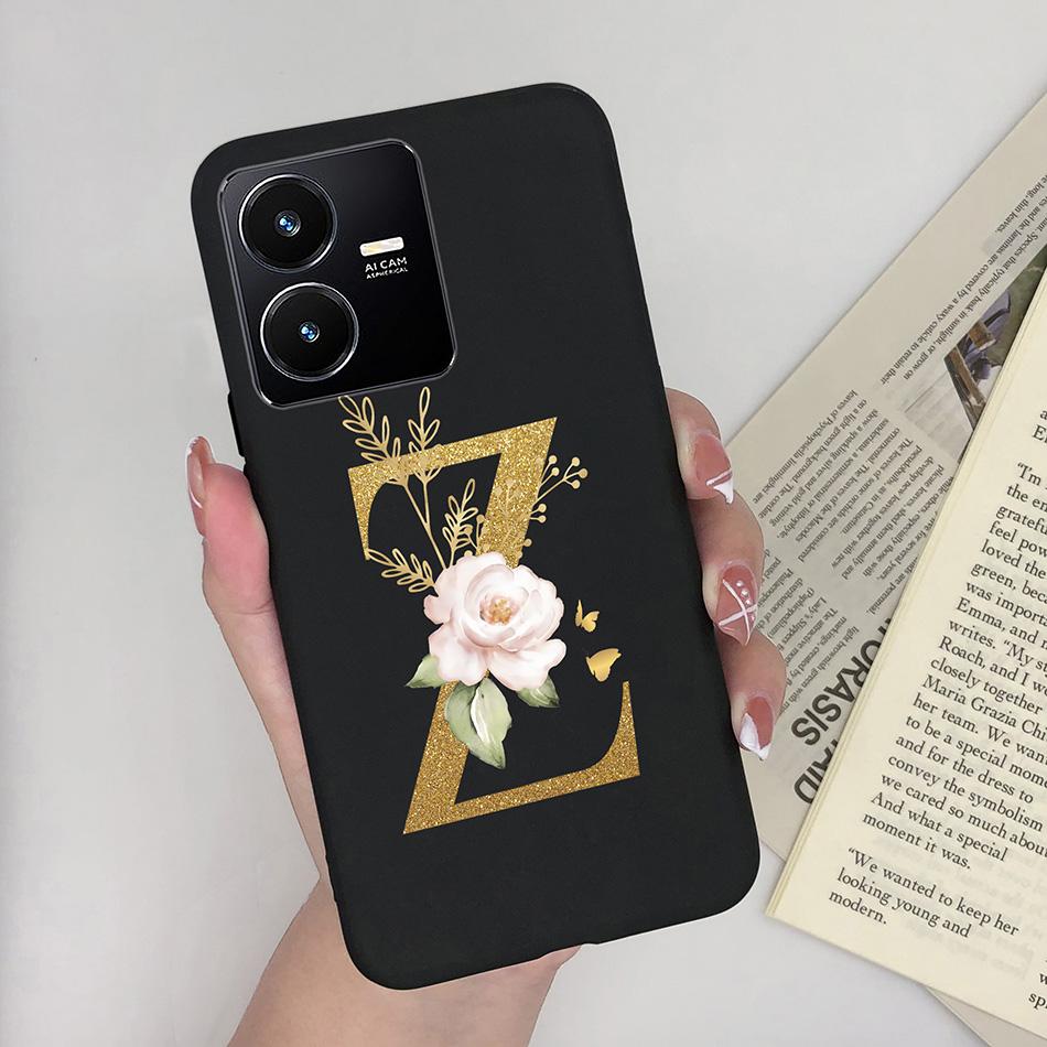 Flower Letters Case For Vivo Y22 2022 Y22S Matte Silicon Soft TPU Back Phone Cover For VivoY22 Y 22 22S Case Funda Bumper Shell